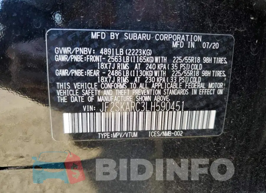 JF2SKARC3LH590451 Photo# 10