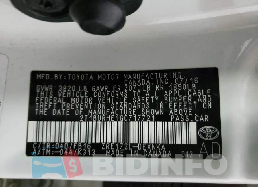 2T1BURHE1GC717721 Photo# 12