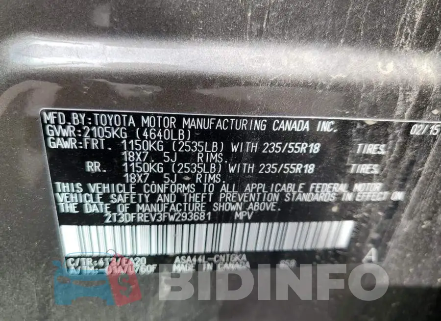 2T3DFREV3FW293681 Photo# 10