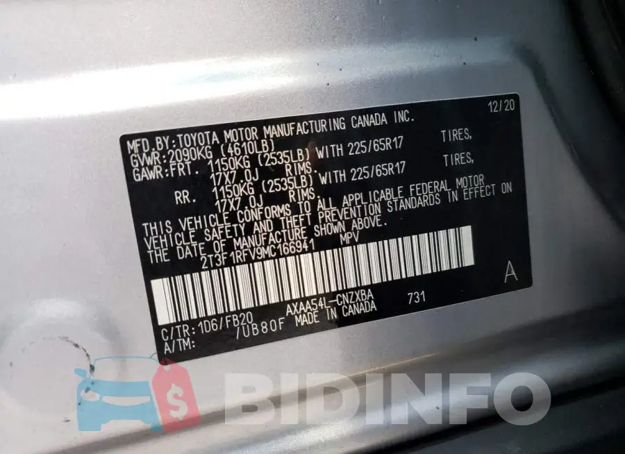 2T3F1RFV9MC166941 Photo# 13