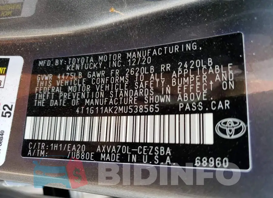 4T1G11AK2MU538565 Photo# 12
