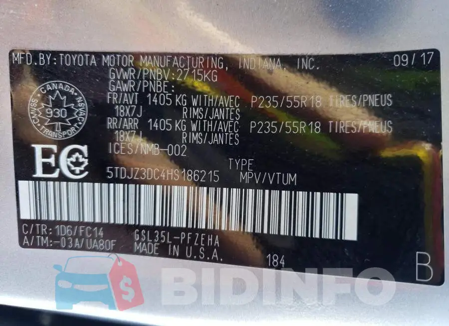 5TDJZ3DC4HS186215 Photo# 13
