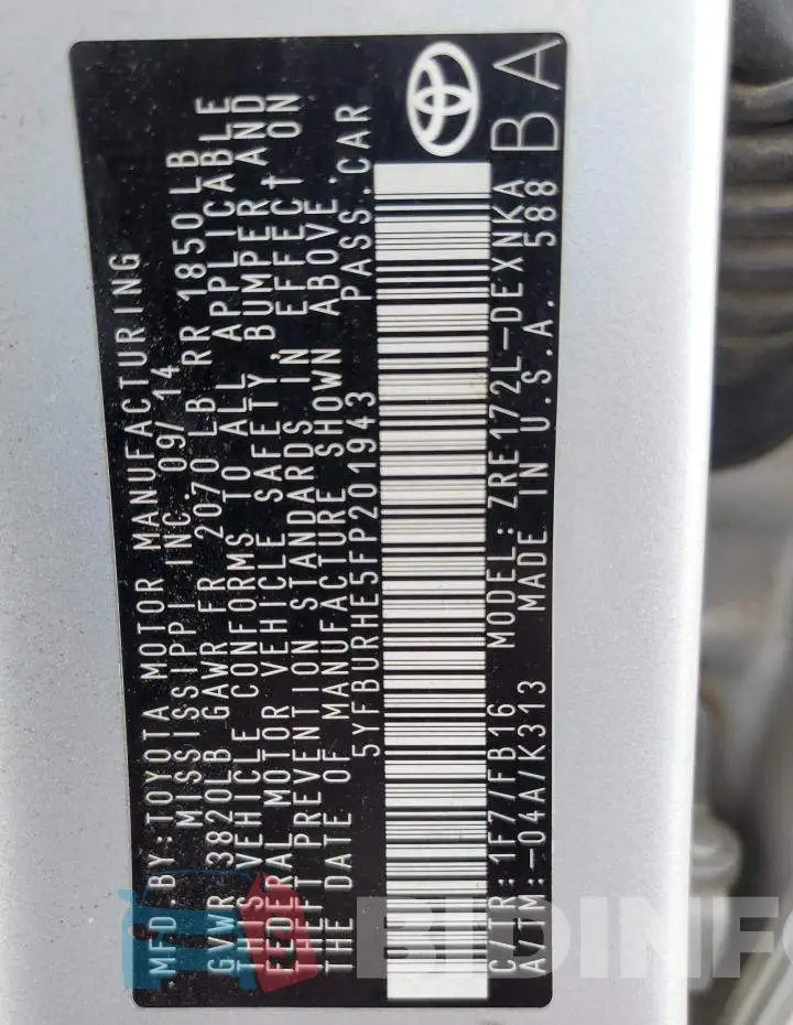 5YFBURHE5FP201943 Photo# 10