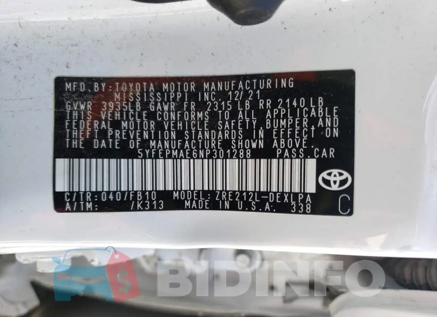 5YFEPMAE6NP301288 Photo# 10