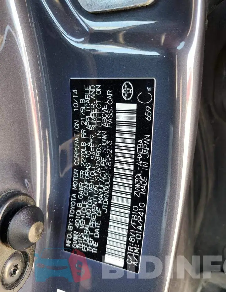 JTDKN3DU2F1895213 Photo# 10