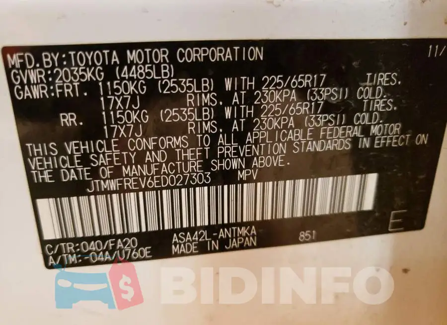 JTMWFREV6ED027303 Photo# 13