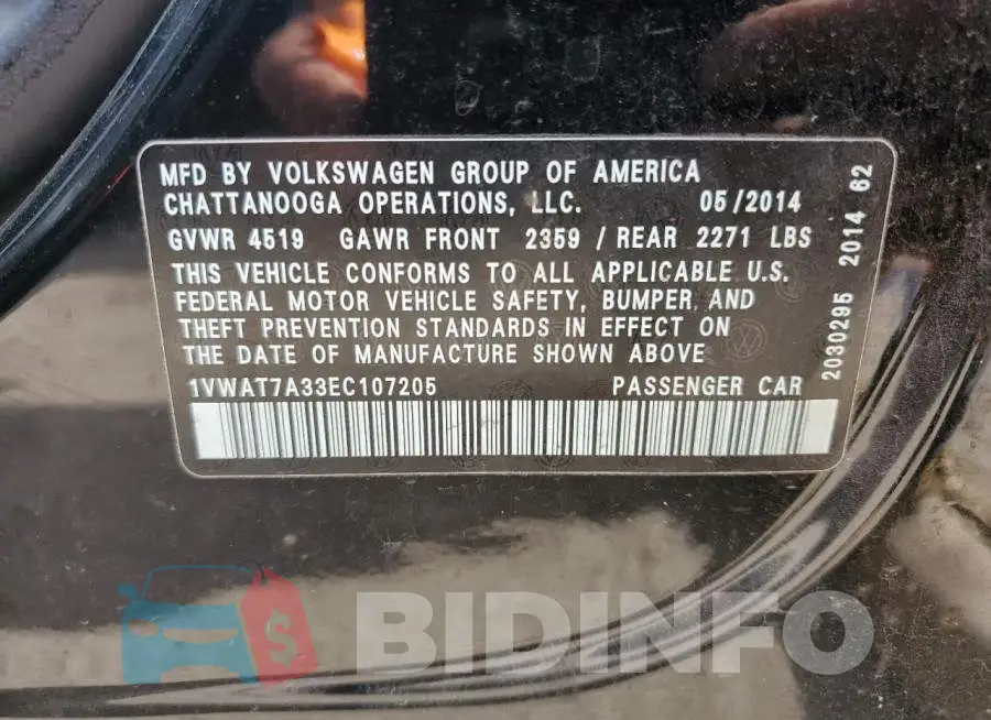 1VWAT7A33EC107205 Photo# 12