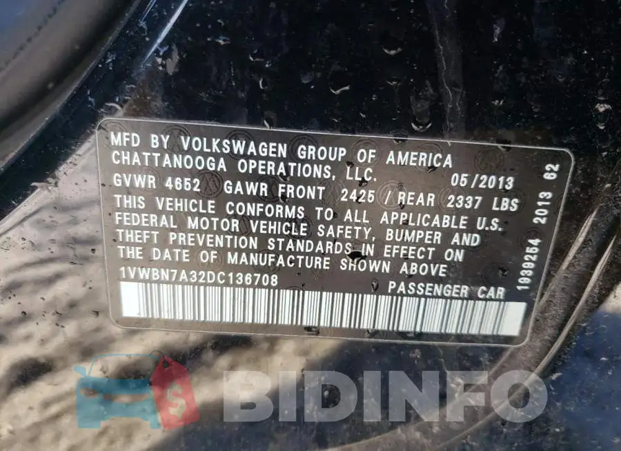 1VWBN7A32DC136708 Photo# 12