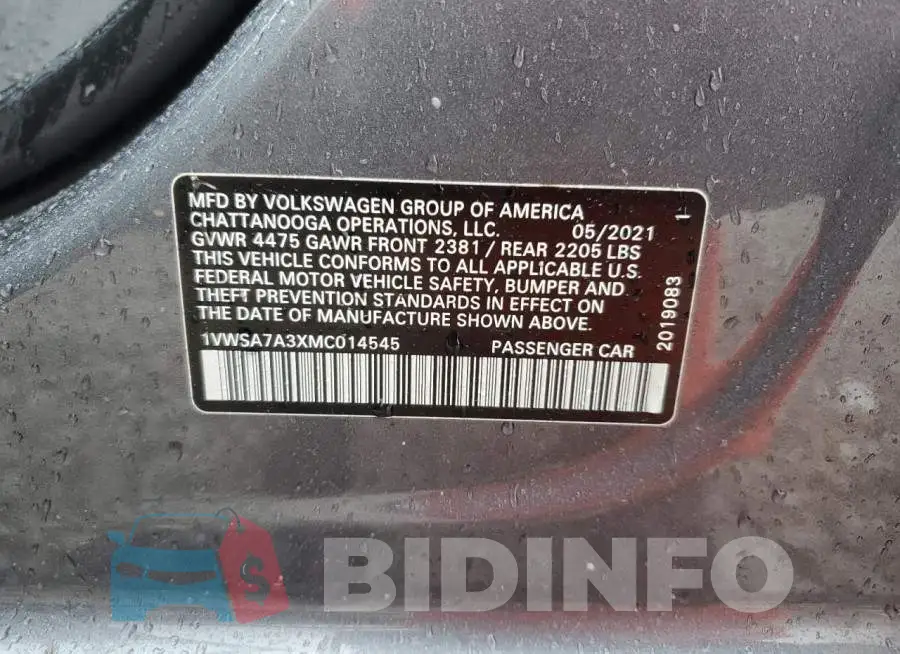 1VWSA7A3XMC014545 Photo# 12
