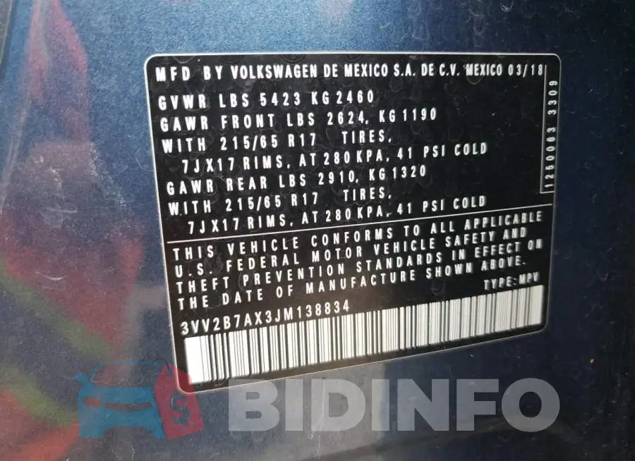 3VV2B7AX3JM138834 Photo# 10