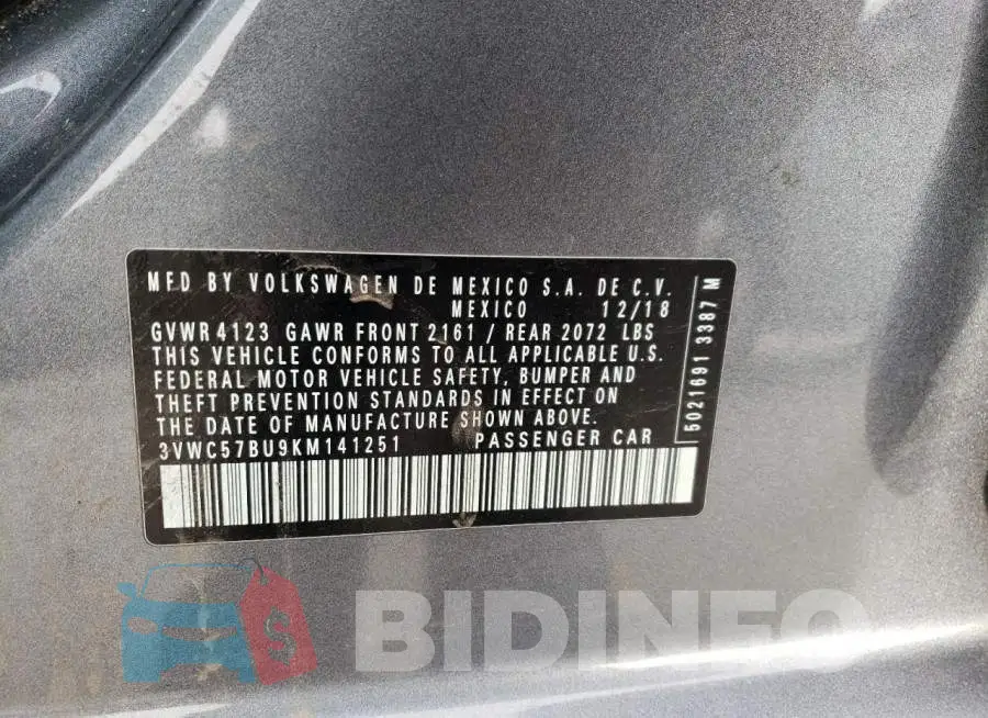3VWC57BU9KM141251 Photo# 10