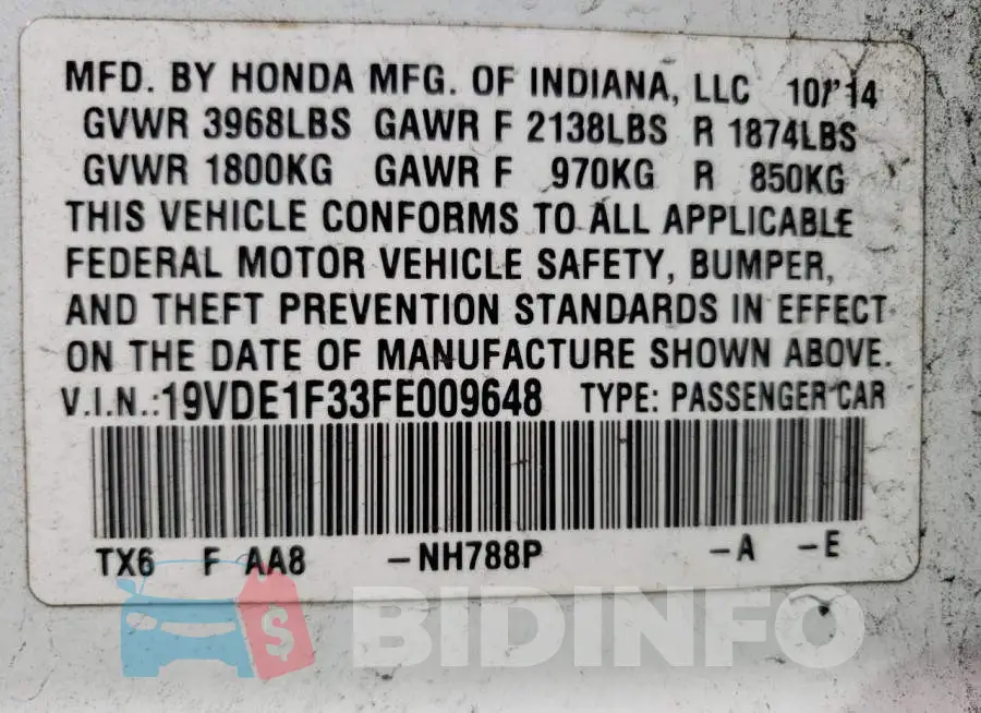 19VDE1F33FE009648 Photo# 10