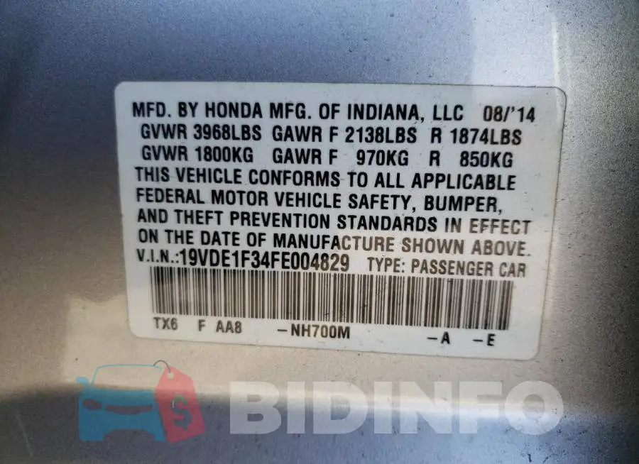 19VDE1F34FE004829 Photo# 12