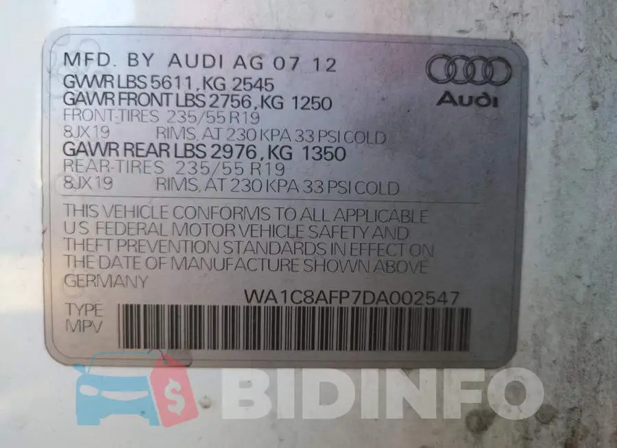 WA1C8AFP7DA002547 Photo# 13