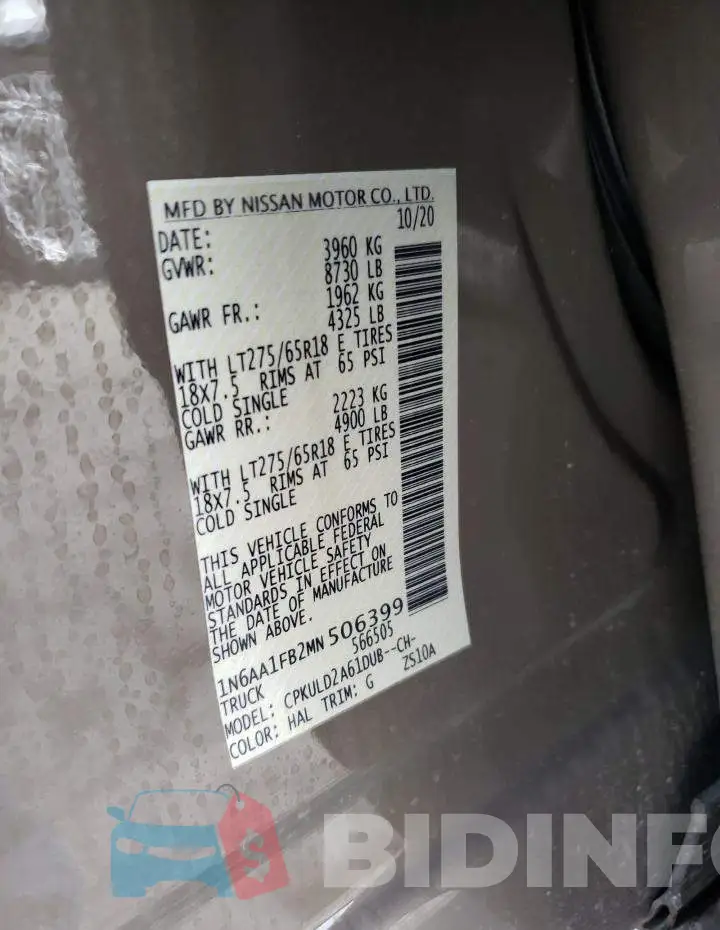 1N6AA1FB2MN506399 Photo# 10