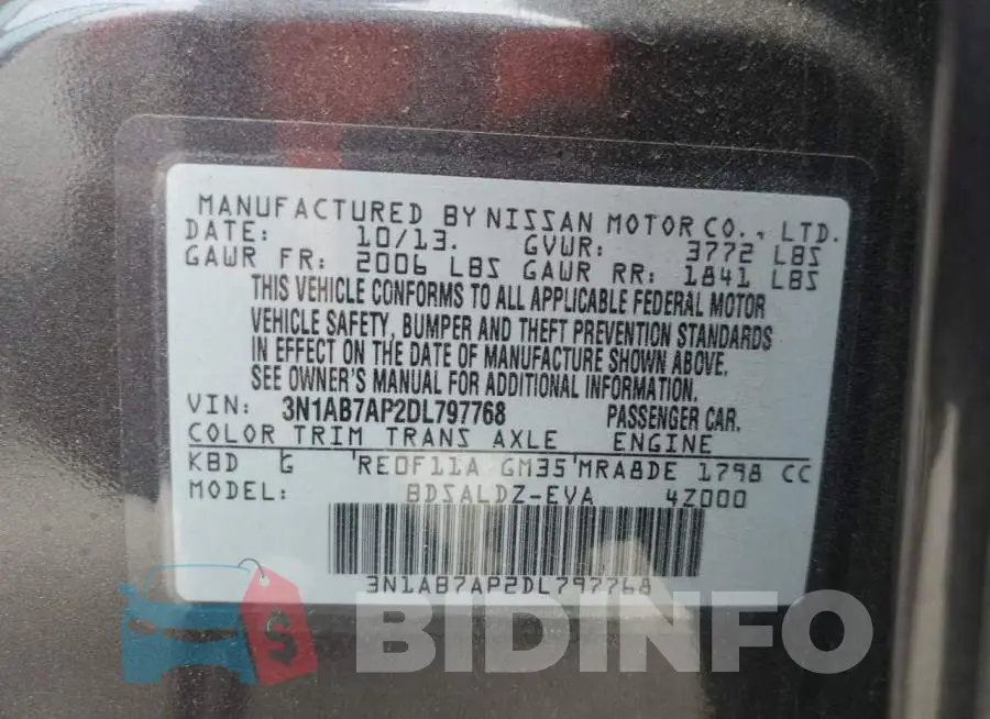 3N1AB7AP2DL797768 Photo# 10