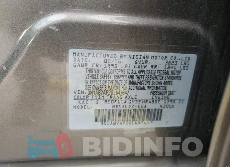 3N1AB7AP2GL647647 Photo# 12