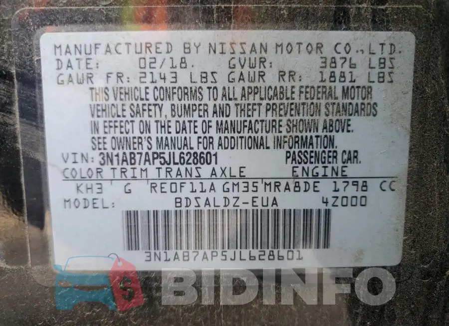 3N1AB7AP5JL628601 Photo# 12