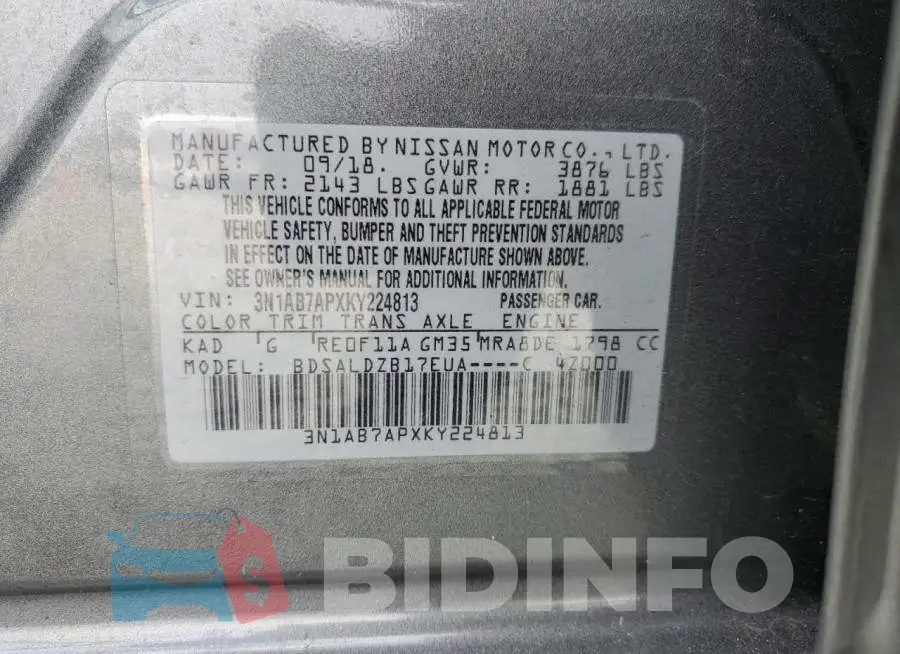 3N1AB7APXKY224813 Photo# 10