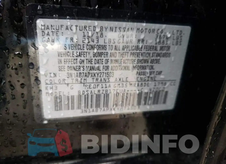 3N1AB7APXKY271503 Photo# 10