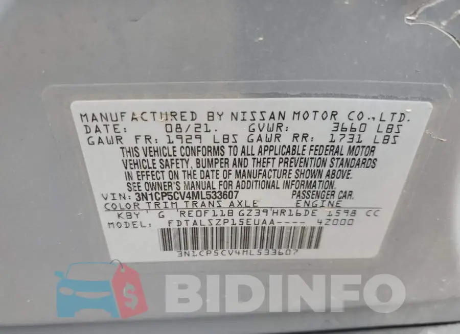 3N1CP5CV4ML533607 Photo# 13