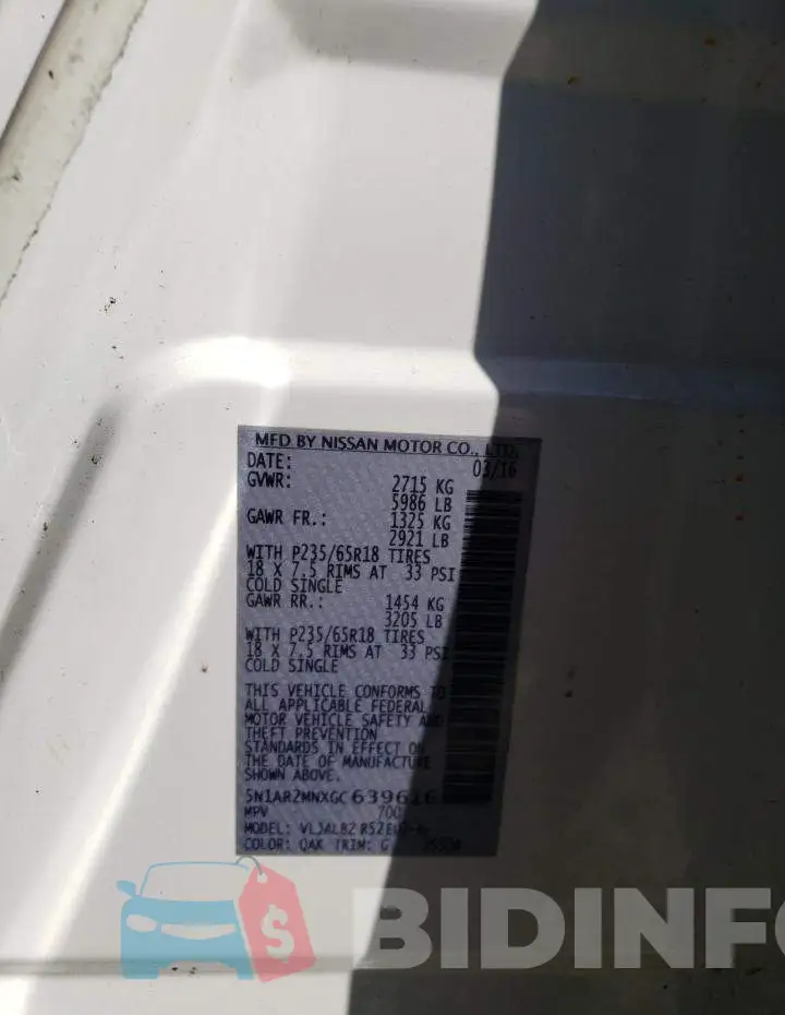 5N1AR2MNXGC639616 Photo# 10