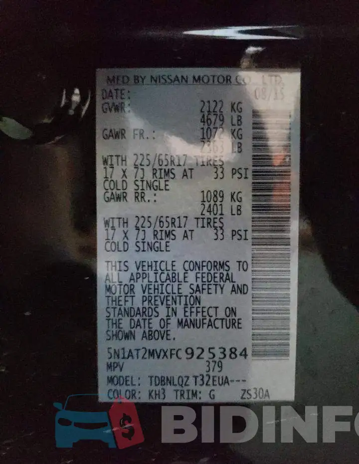 5N1AT2MVXFC925384 Photo# 13