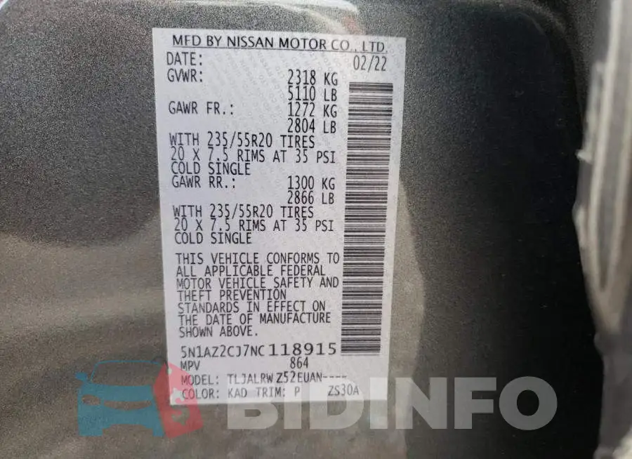 5N1AZ2CJ7NC118915 Photo# 10