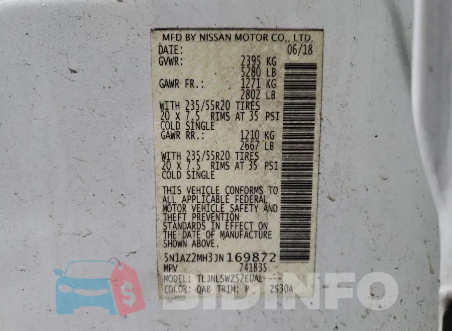 5N1AZ2MH3JN169872 Photo# 10