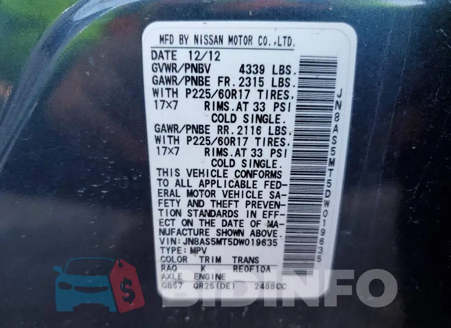 JN8AS5MT5DW019635 Photo# 13