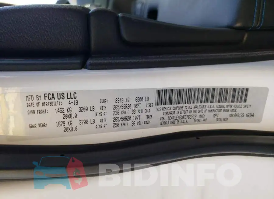 1C4RJEAGXKC763710 Photo# 13