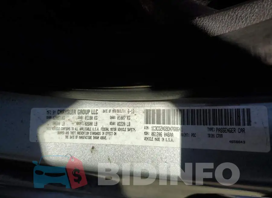 1C3CDZAG9DN768641 Photo# 10