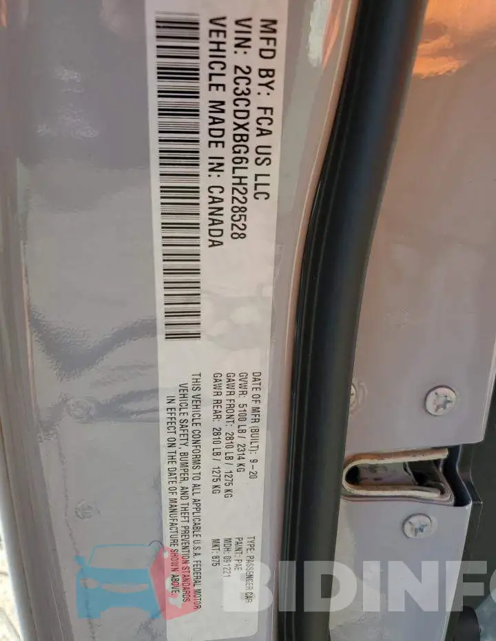 2C3CDXBG6LH228528 Photo# 10