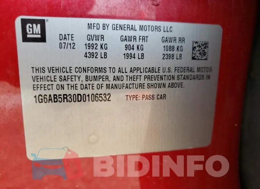 1G6AB5R30D0106532 Photo# 13