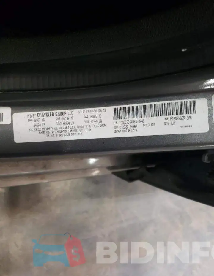 1C3CCBCG4DN650049 Photo# 10