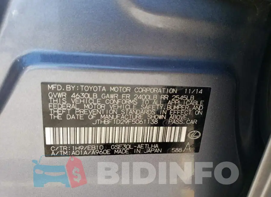 JTHBF1D29F5061138 Photo# 12
