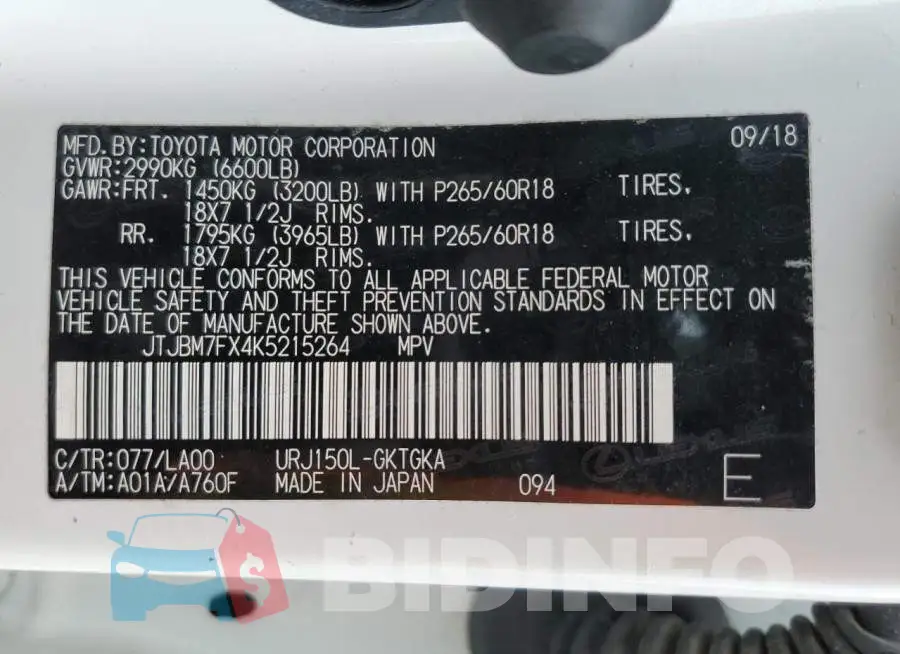 JTJBM7FX4K5215264 Photo# 13