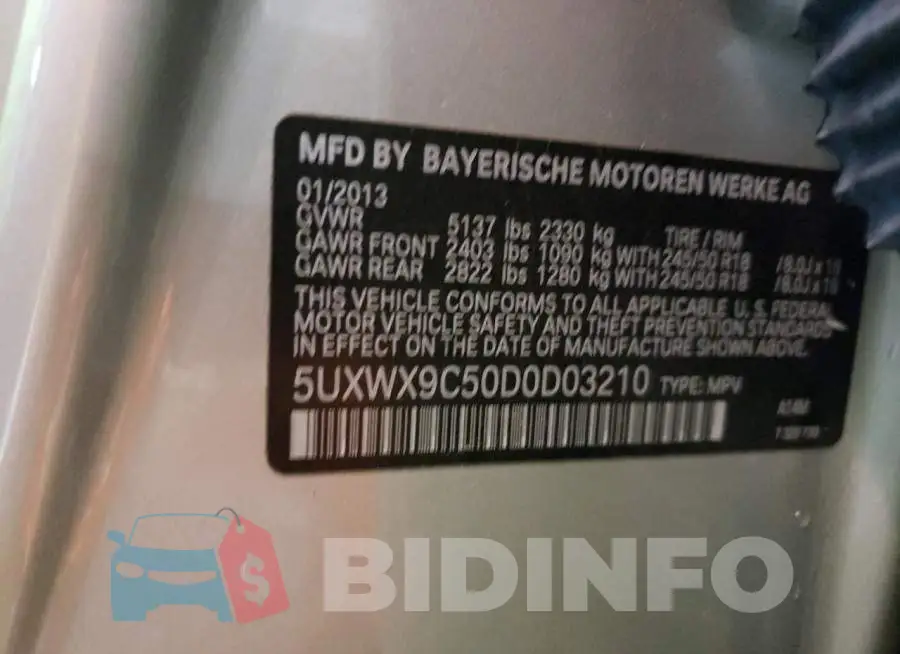 5UXWX9C50D0D03210 Photo# 10