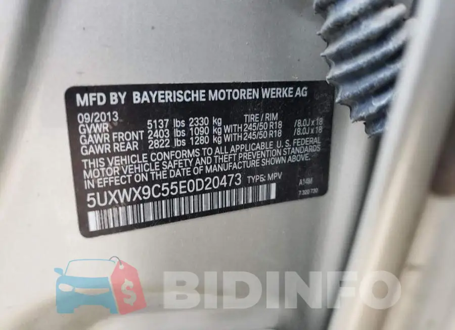 5UXWX9C55E0D20473 Photo# 13