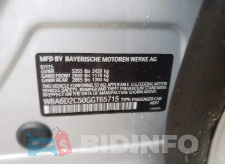 WBA6D2C50GGT65715 Photo# 10