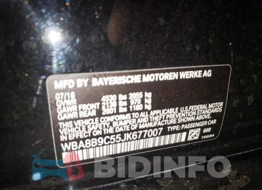 WBA8B9C55JK677007 Photo# 10
