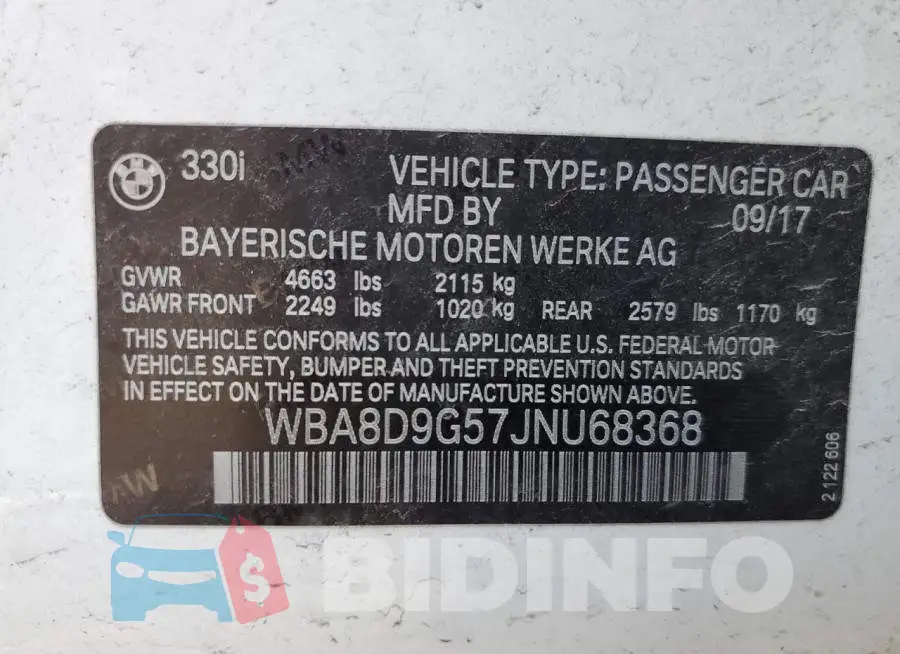 WBA8D9G57JNU68368 Photo# 10