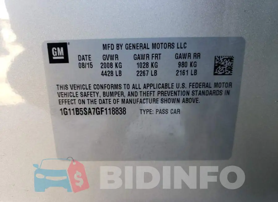 1G11B5SA7GF118838 Photo# 12