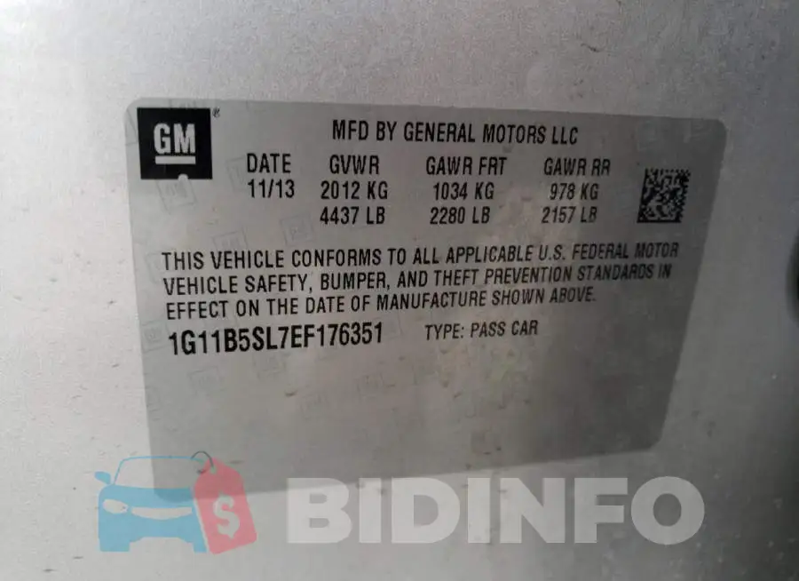1G11B5SL7EF176351 Photo# 12