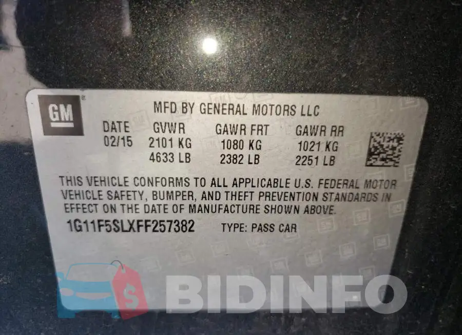 1G11F5SLXFF257382 Photo# 10