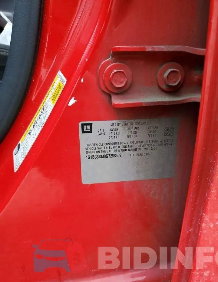 1G1BC5SM8G7258502 Photo# 10