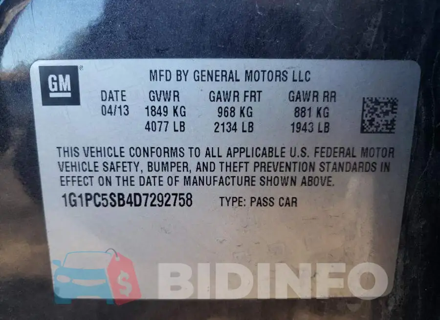 1G1PC5SB4D7292758 Photo# 10