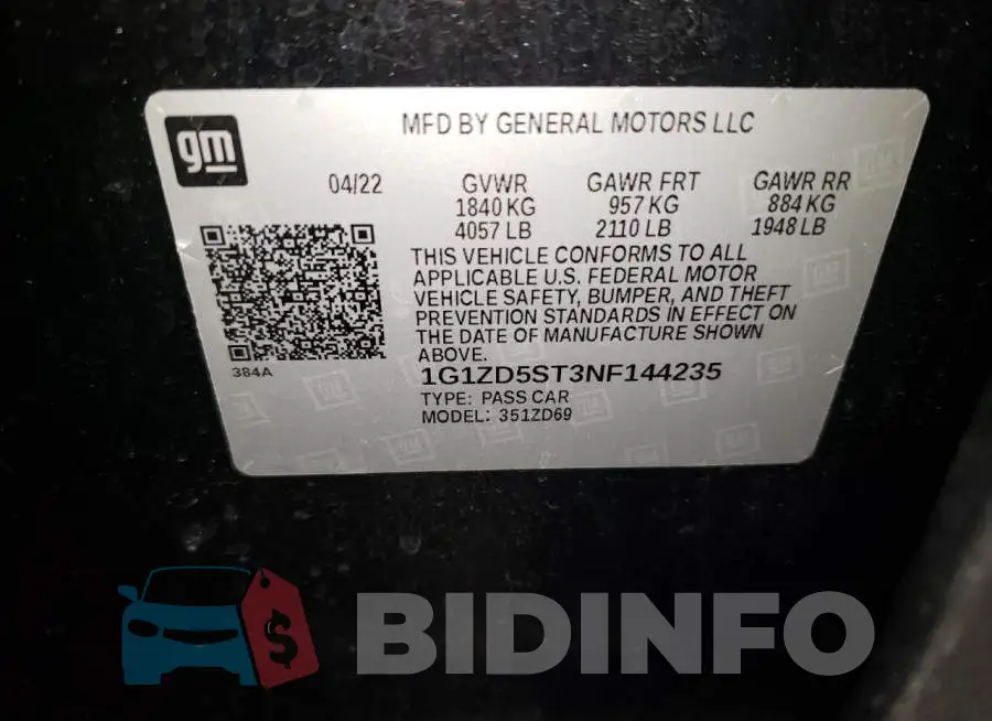 1G1ZD5ST3NF144235 Photo# 12