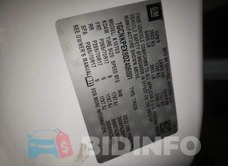 1GCNKPEX8DZ406091 Photo# 12