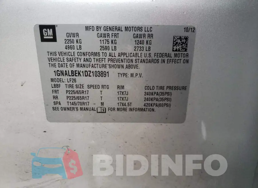1GNALBEK1DZ103891 Photo# 13